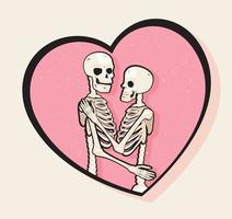 skeletons couple in heart vector