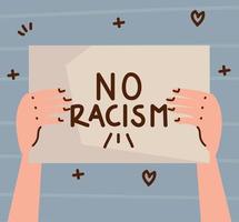 mano sin pancarta de racismo vector