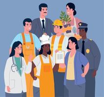 eight professional workers characters vector