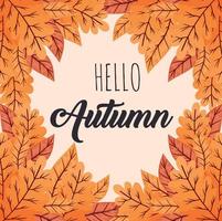 hello autumn lettering frame vector