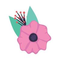 pink flower and leafs vector