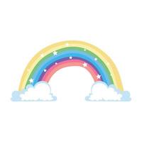 cute rainbow in clouds vector