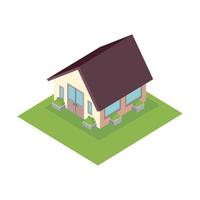 little house isometric construction vector