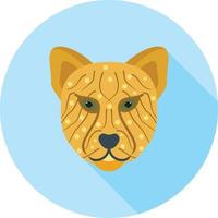 Cheetah Face Flat Long Shadow Icon vector