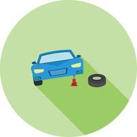 Changing Tyre Flat Long Shadow Icon vector