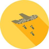 icono de sombra larga plana de lanzamiento de misiles de avión vector