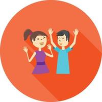 People Celebrating Flat Long Shadow Icon vector