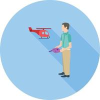 Playing with Helicopter Flat Long Shadow Icon vector