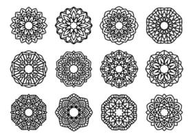 conjunto de plantillas vectoriales de mandala vectorial de loto para cortar e imprimir. vector