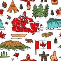 Canada sign and symbol flat icons set in seamless pattern. vector