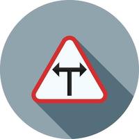 T - Intersection Flat Long Shadow Icon vector