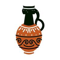 Greek ceramic amphora. Old historical vessel. Classic crockery of Ancient Greece vector