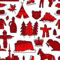 Canada sign and symbol flat icons set in seamless pattern. vector