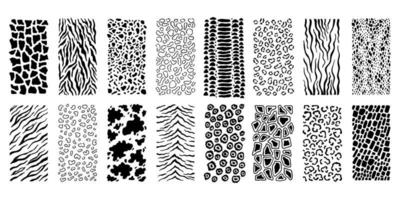 Safari Animals Skin Seamless Pattern Set. Mammals Fur.