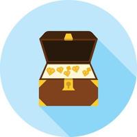 Open Treasure Box Flat Long Shadow Icon vector