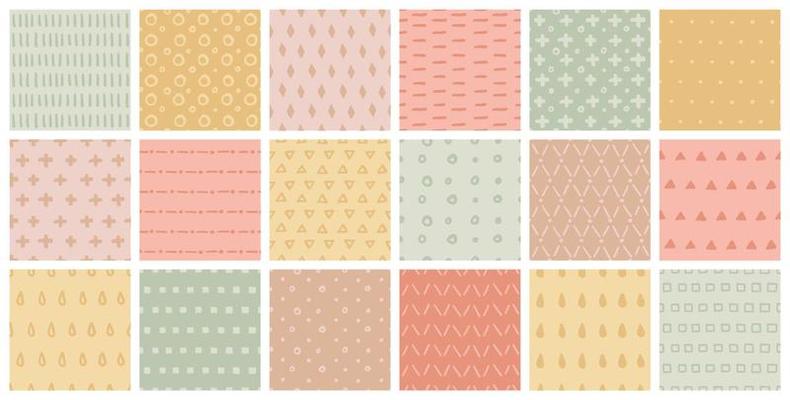 Simple hand drawn geometric pattern set. Abstract spots, dashes, dots,