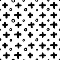 Simple hand drawn geometric pattern. Abstract spots, dashes, circles, in black vector