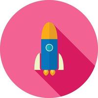 Space Rocket Flat Long Shadow Icon vector