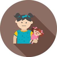 Playing with Doll Flat Long Shadow Icon vector