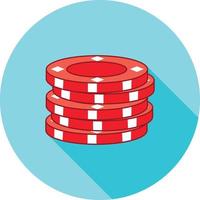 Poker Chips Flat Long Shadow Icon vector