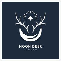 Deer logo line art with moon vector