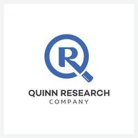 magnifying glass letter q and r logo for search company vector