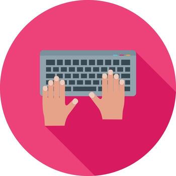 Using Keyboard Flat Long Shadow Icon vector