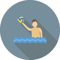 icono de sombra larga plana de waterpolo vector