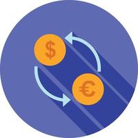 Dollar to Euro Convert Flat Long Shadow Icon vector