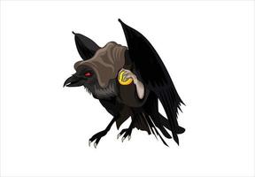 Concept crow holding magical ball vector