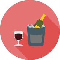 Wine Bottle in Ice Flat Long Shadow Icon vector