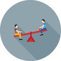 Sitting on Seesaw Flat Long Shadow Icon vector