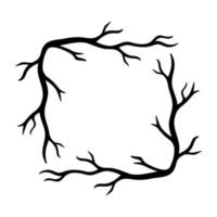 Halloween doodle square frame isolated. Hand drawn vector spooky element of trees, autumn branches