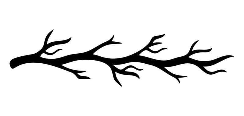 Halloween doodle decorative line frame isolated. Hand drawn vector spooky element of trees, autumn branche