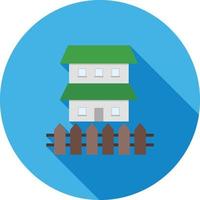 House with Fence Flat Long Shadow Icon vector