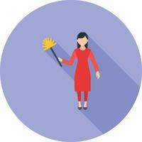 Woman Dusting Flat Long Shadow Icon vector