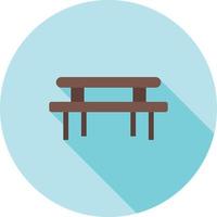 Picnic de mesa plana larga sombra icono vector