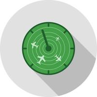 Radar Screen Flat Long Shadow Icon vector