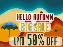 cartel de venta de otoño. ilustración vectorial Hola otoño vector