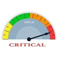 Color scale with an arrow from yellow to red. The measuring device icon- sign dangerous. Vector illustration