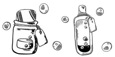 Halloween, potion in a bottle. Halloween hand-drawn line art Illustration vector
