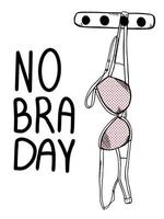 October 13. Line art. World no bra day. Vector illustration.