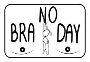 October 13. Line art. World no bra day. Vector illustration.