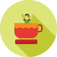 Tea Cups Ride Flat Long Shadow Icon vector