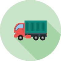 Moving Truck Flat Long Shadow Icon vector