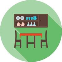 comedor plano larga sombra icono vector