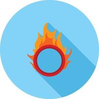 icono de sombra larga plana de aro de fuego vector