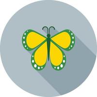 icono de sombra larga plana de mariposa vector