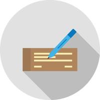 Write Cheque Flat Long Shadow Icon vector