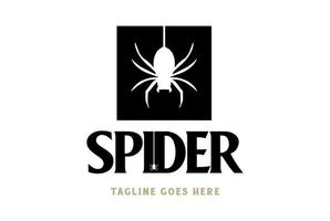 Black Hanging Spider Widow Tarantula Silhouette Logo Design Vector